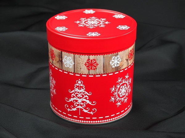 vánoční koření, čaje a další doplňky Dóza Vánoční motiv kulatá červená