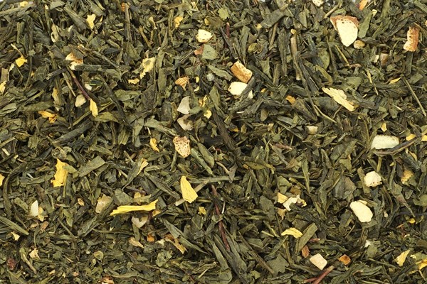 Zelený čaj s příchutí Zelený čaj s krvavými pomeranči
